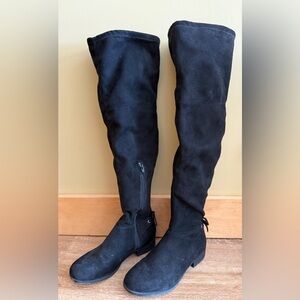 Black Suede Over-the-Knee Boots